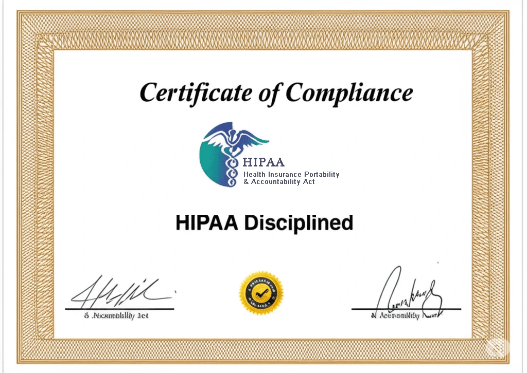 HIPAA certificate of compliance