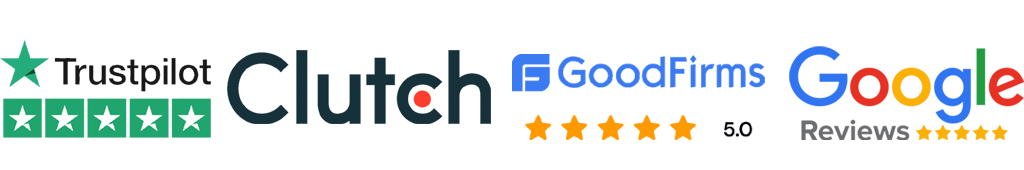 Trustpilot, Clutch, GoodFirms and Google review ratings